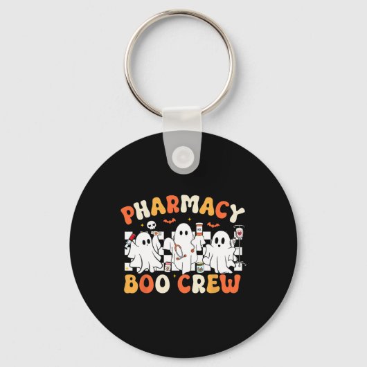 Retro Apotheek Boo Crew Ghost Apotheker Tech Hall Sleutelhanger (Voorkant)