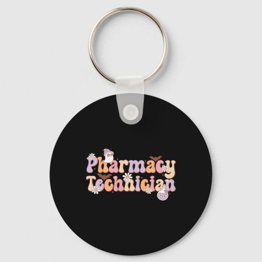 Retro Apotheek Technicus Halloween Spooky Pharmac Sleutelhanger (Voorkant)