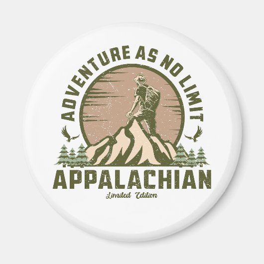 Retro Appalachian Mountains Hike Sunset T-shirt Magneet (Voorkant)