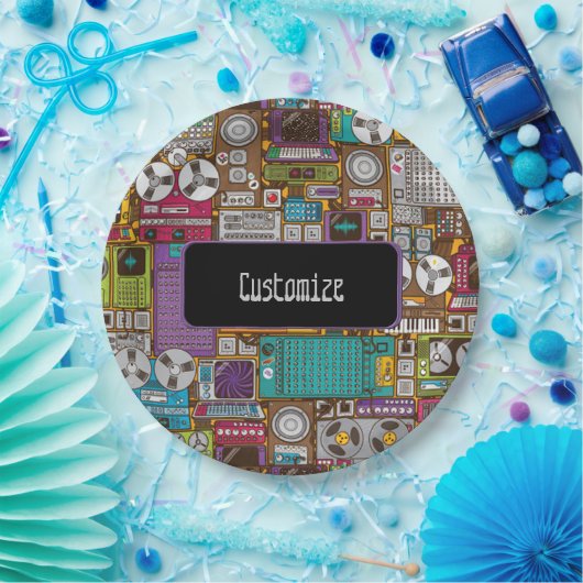 Retro-apparaten opnemen Studio Paper-Borden Papieren Bordje (Feest)