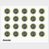 Retro appel groene Chevron strepen; krijtbord look Ronde Sticker (Vel)
