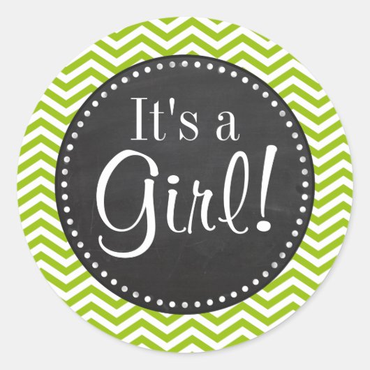Retro appel groene Chevron strepen; krijtbord look Ronde Sticker (Voorkant)