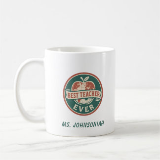 Retro Apple Beste Leraar Ooit Ronde Badge Koffiemok