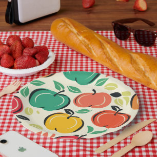 Retro Appleboomgaard Oogst Picknick Papieren Bordje