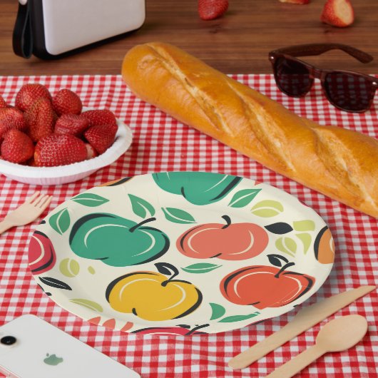 Retro Appleboomgaard Oogst Picknick Papieren Bordje (Picknick)