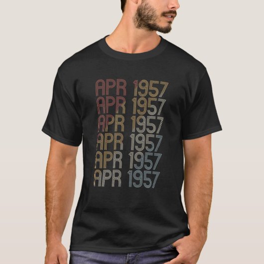 Retro apr 1957 Pattern April 1957 Birthday T-shirt (Voorkant)