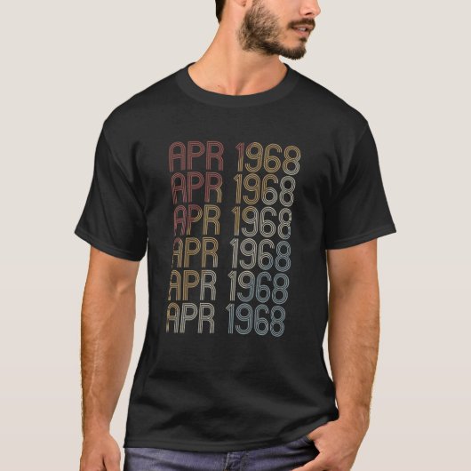 Retro apr 1968 Pattern April 1968 Birthday T-shirt (Voorkant)
