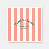 Retro Après Pickleball Social Club Pink Stripe  Servet (Voorkant)