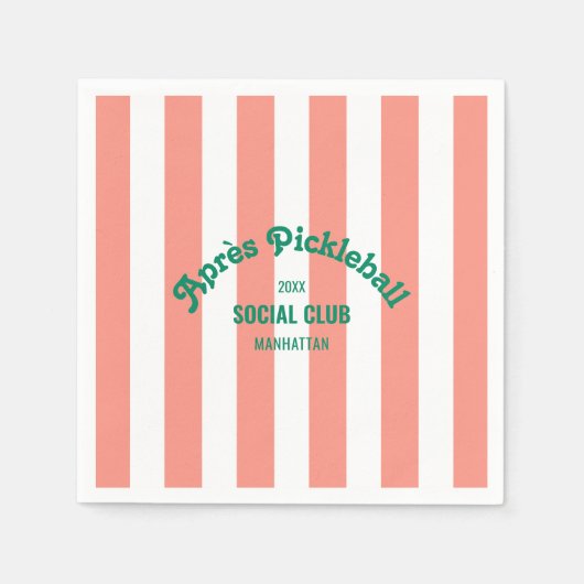 Retro Après Pickleball Social Club Pink Stripe  Servet (Voorkant)