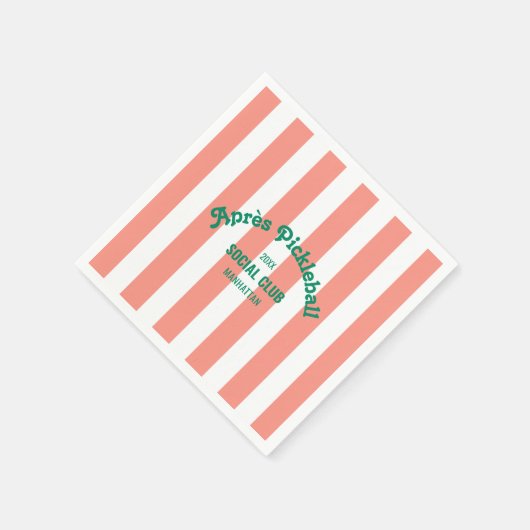 Retro Après Pickleball Social Club Pink Stripe Servet (Hoek)