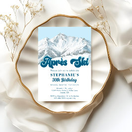 Retro Apres Ski Winter Mountain Birthday Party Kaart