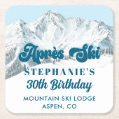 Retro Apres Ski Winter Mountain Birthday Party Kartonnen Onderzetters (Voorkant)