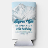 Retro Apres Ski Winter Mountain Birthday Party Seltzer Blikjeskoeler (Achterkant)