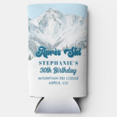 Retro Apres Ski Winter Mountain Birthday Party Seltzer Blikjeskoeler (Voorkant)