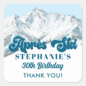 Retro Apres Ski Winter Mountain Birthday Party Vierkante Sticker (Voorkant)