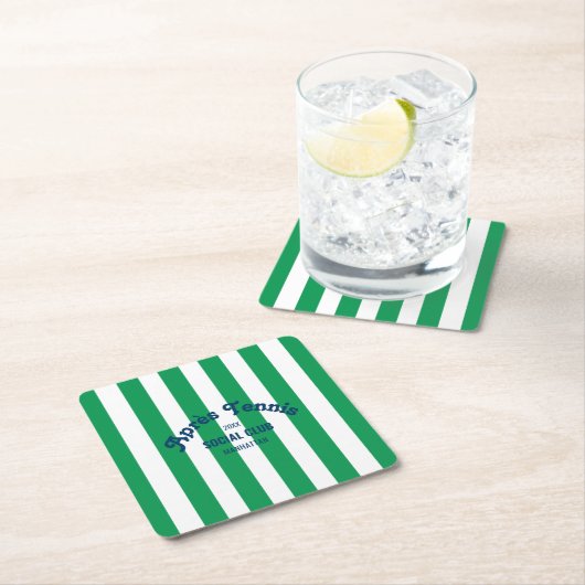 Retro Après Tennis Social Club Green Stripe  Kartonnen Onderzetters (Insitu)