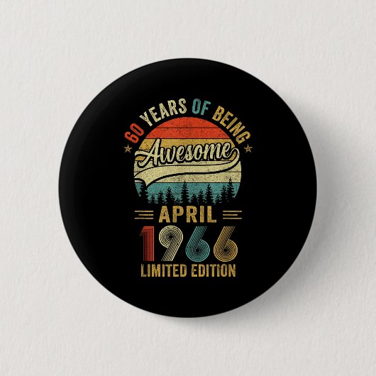 Retro april 1966 60 jaar oud 60ste verjaardag mann ronde button 5,7 cm (Voorkant)
