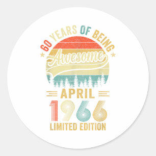 Retro april 1966 60 jaar oud 60ste verjaardag mann ronde sticker