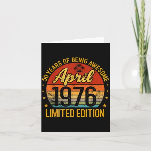 Retro april 1976 Limited Edition 50 jaar oude 50e Kaart (Voorkant)