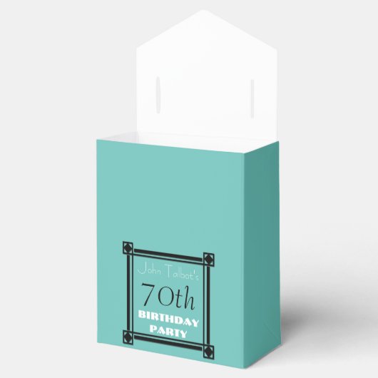 Retro Aqua 70e verjaardag Party Favor Box Bedankdoosjes (Geopend)