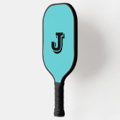Retro Aqua Blau Minimalistische Monogram Pickleball Paddle (Links)