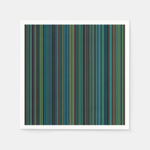 Retro aqua blauw bruin groen gestreept servet