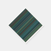 Retro aqua blauw bruin groen gestreept servet (Hoek)