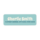 Retro aqua blauw retouradres etiket (Voorkant)