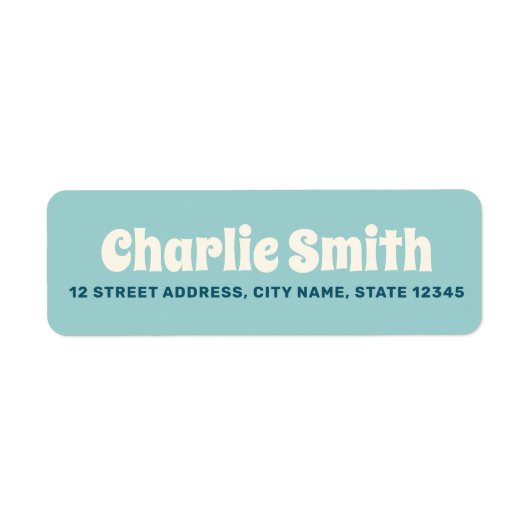 Retro aqua blauw retouradres etiket (Voorkant)