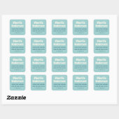 Retro aqua blauwe retouradres vierkante sticker (Vel)