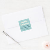 Retro aqua blauwe retouradres vierkante sticker (Envelop)
