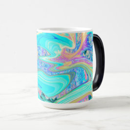 Retro Aqua Blauwe Vloeibare Kunst op Abstract Hydr Magische Mok