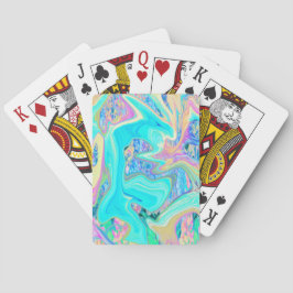Retro Aqua Blauwe Vloeibare Kunst op Abstract Hydr Pokerkaarten