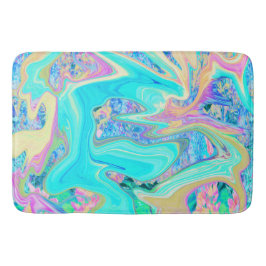 Retro Aqua Blauwe Vloeibare Kunst op Abstracte Hor Badmat