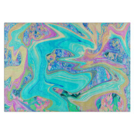 Retro Aqua Blauwe Vloeibare Kunst op Abstracte Hor Snijplank