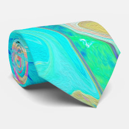 Retro Aqua Blauwe Vloeibare Kunst op Abstracte Hor Stropdas