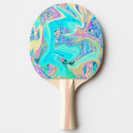 Retro Aqua Blauwe Vloeibare Kunst op Abstracte Hor Tafeltennisbatje