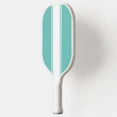 Retro Aqua Blauwgroen Slim Wit Verticale Racing St Pickleball Paddle (Links)
