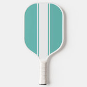Retro Aqua Blauwgroen Slim Wit Verticale Racing St Pickleball Paddle (Achterkant)