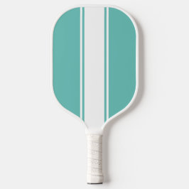 Retro Aqua Blauwgroen Slim Wit Verticale Racing St Pickleball Paddle