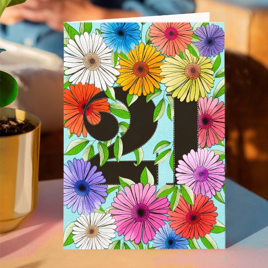 Retro Aqua Blue Gepersonaliseerde 21e Verjaardag B Kaart