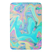 Retro Aqua Blue Liquid Art over Abstracte brandkra Badmat (Voorkant Verticaal)