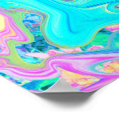 Retro Aqua Blue Liquid Art over Abstracte brandkra Poster (Hoek)