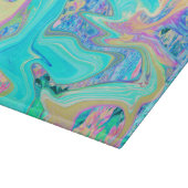 Retro Aqua Blue Liquid Art over Abstracte brandkra Snijplank (Hoek)