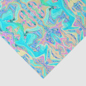 Retro Aqua Blue Liquid Art over Abstracte brandkra Tissuepapier (Detail)