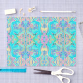Retro Aqua Blue Liquid Art over Abstracte brandkra Tissuepapier (Craft)