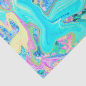 Retro Aqua Blue Liquid Art over Abstracte brandkra Tissuepapier (Detail)