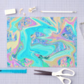 Retro Aqua Blue Liquid Art over Abstracte brandkra Tissuepapier (Craft)