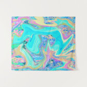 Retro Aqua Blue Liquid Art over Abstracte brandkra Wandkleed (Voorkant (horizontaal))