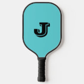 Retro Aqua Blue Minimalist Monogrammed Pickleball Paddle (Achterkant)